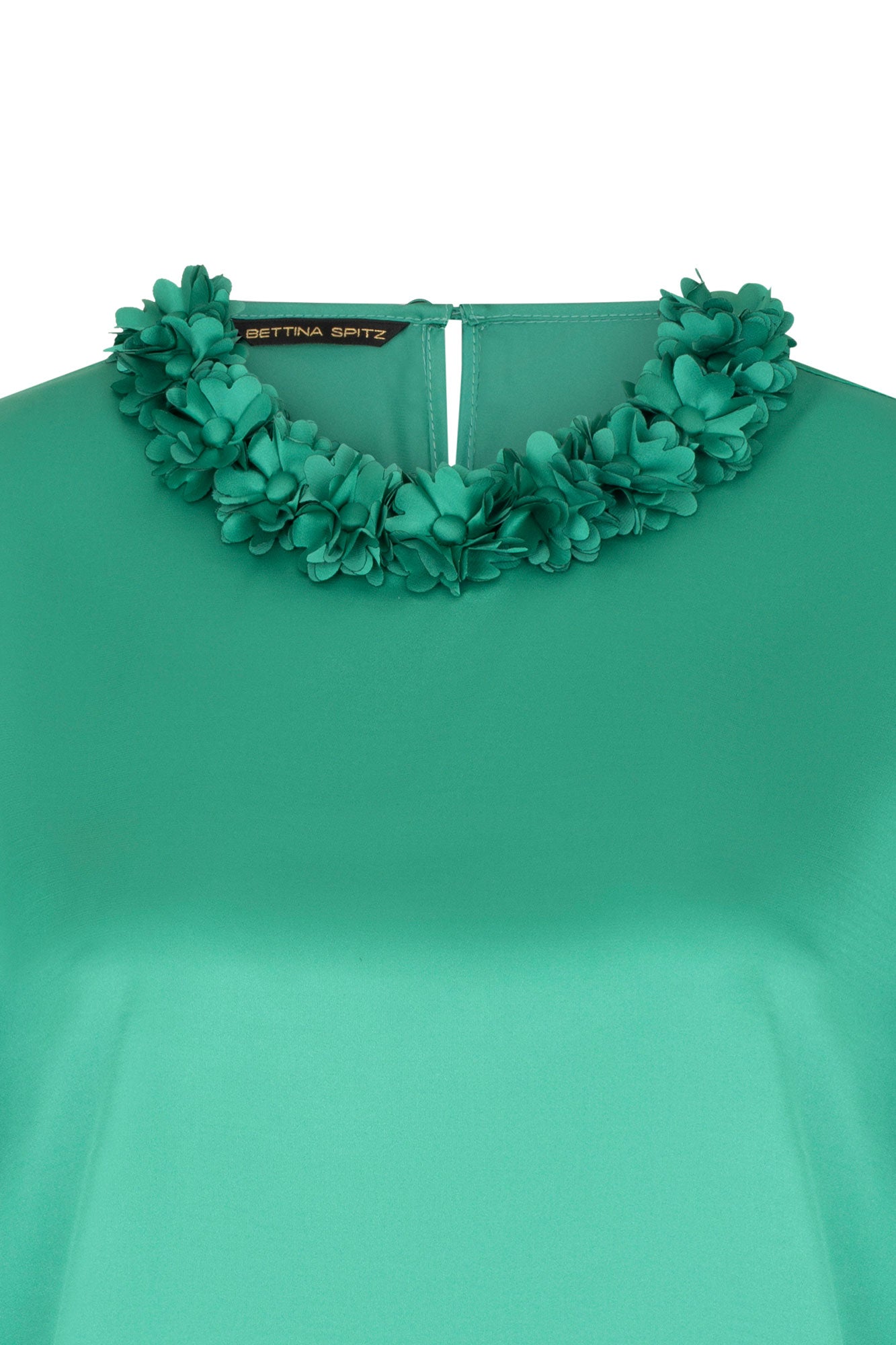 BLUSA SESGO CUELLO PETALOS MANC.VERDE