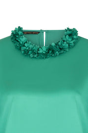 BLUSA SESGO CUELLO PETALOS MANC.VERDE