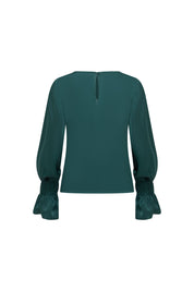 BLUSA SESGO PUÑOS CAUCHOS VERDE