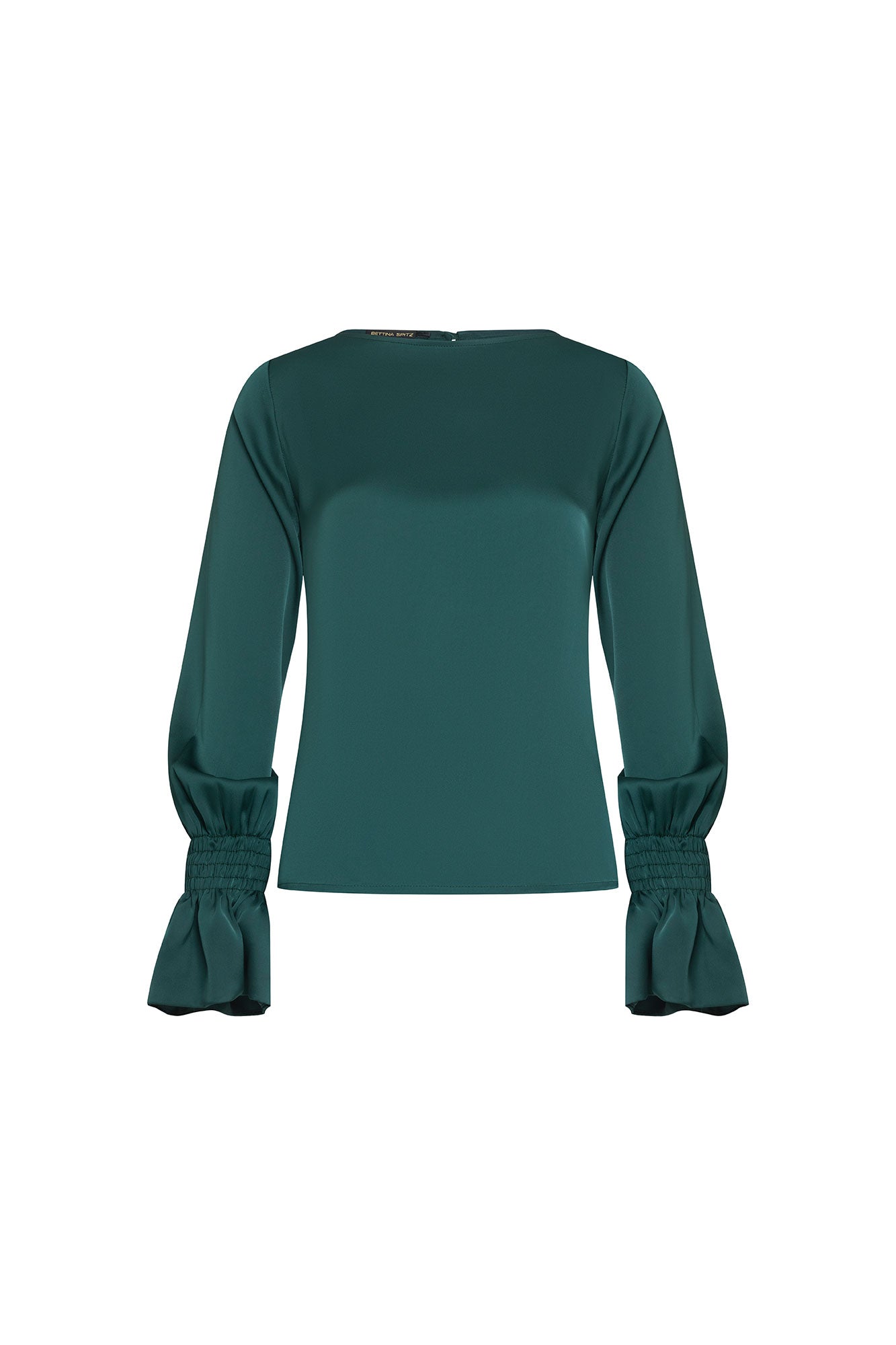 BLUSA SESGO PUÑOS CAUCHOS VERDE
