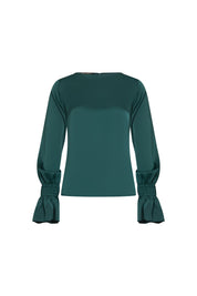 BLUSA SESGO PUÑOS CAUCHOS VERDE