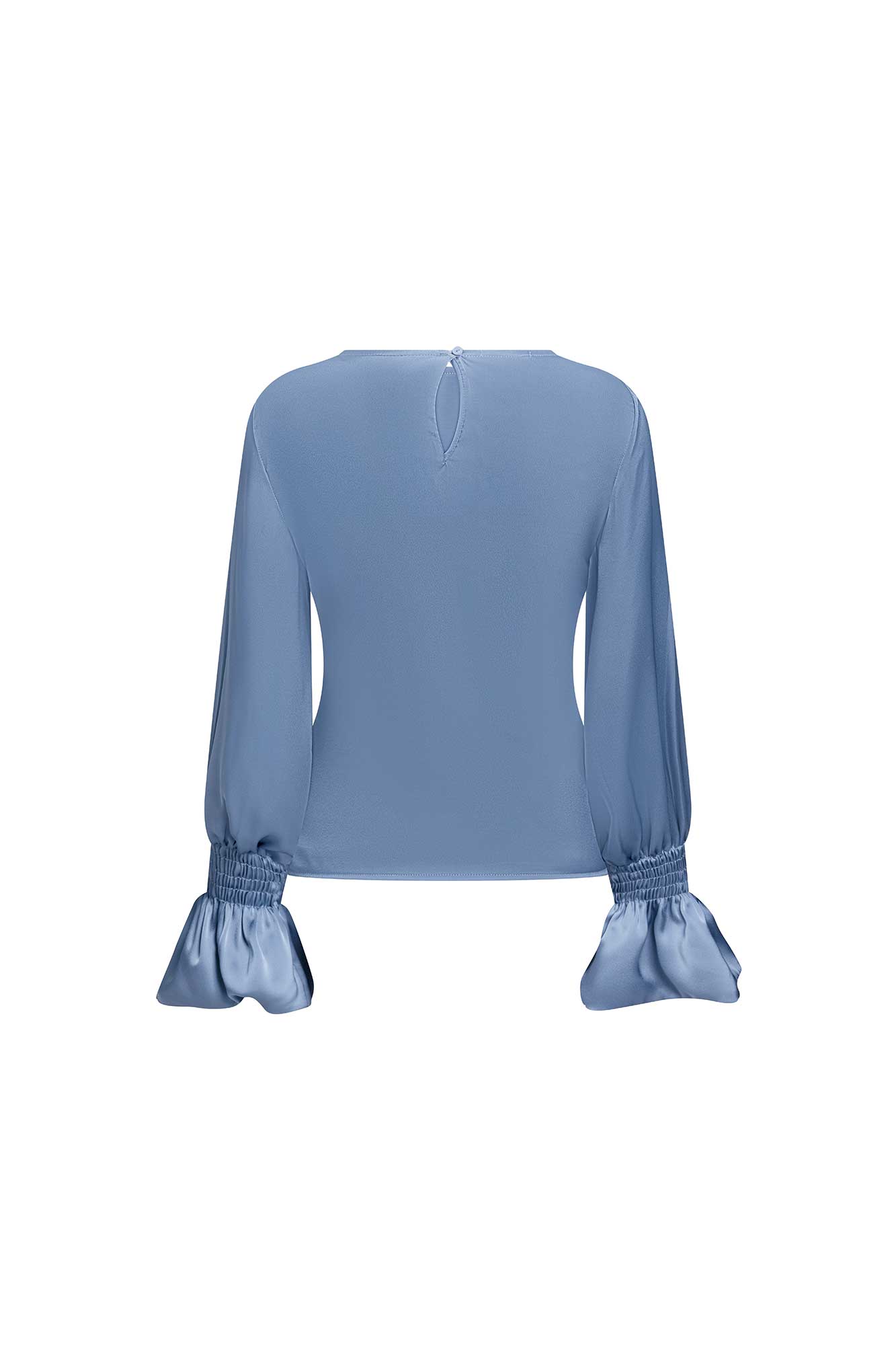 BLUSA SESGO PUÑOS CAUCHOS ÍNDIGO