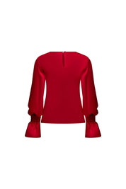BLUSA SESGO PUÑOS CAUCHOS ROJO