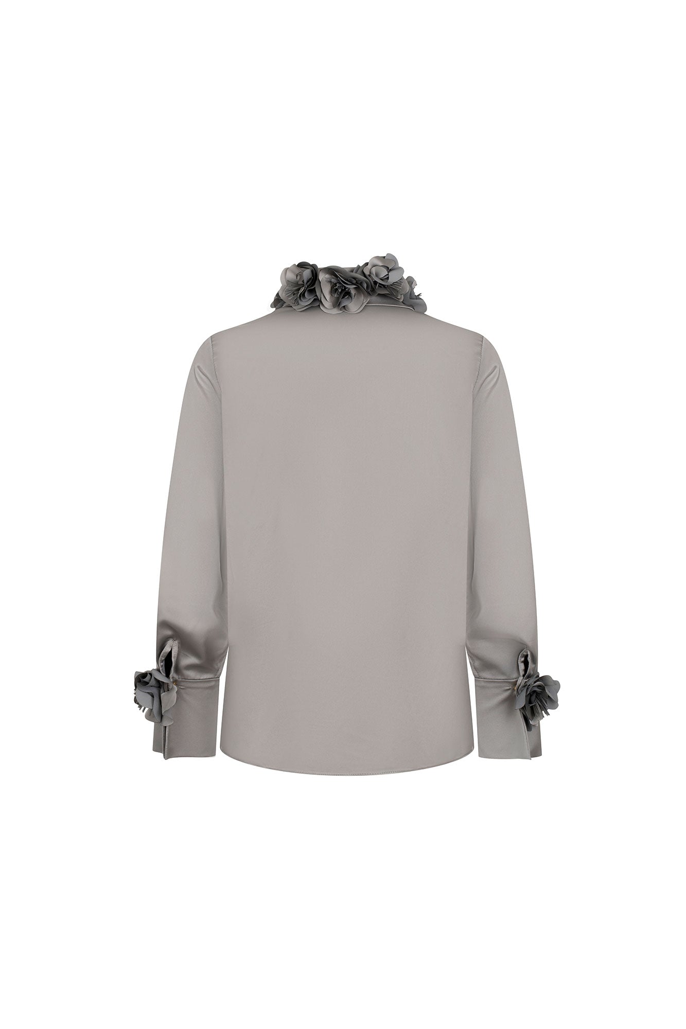 BLUSA VERONICA FLOR CALADA MANC. GRIS