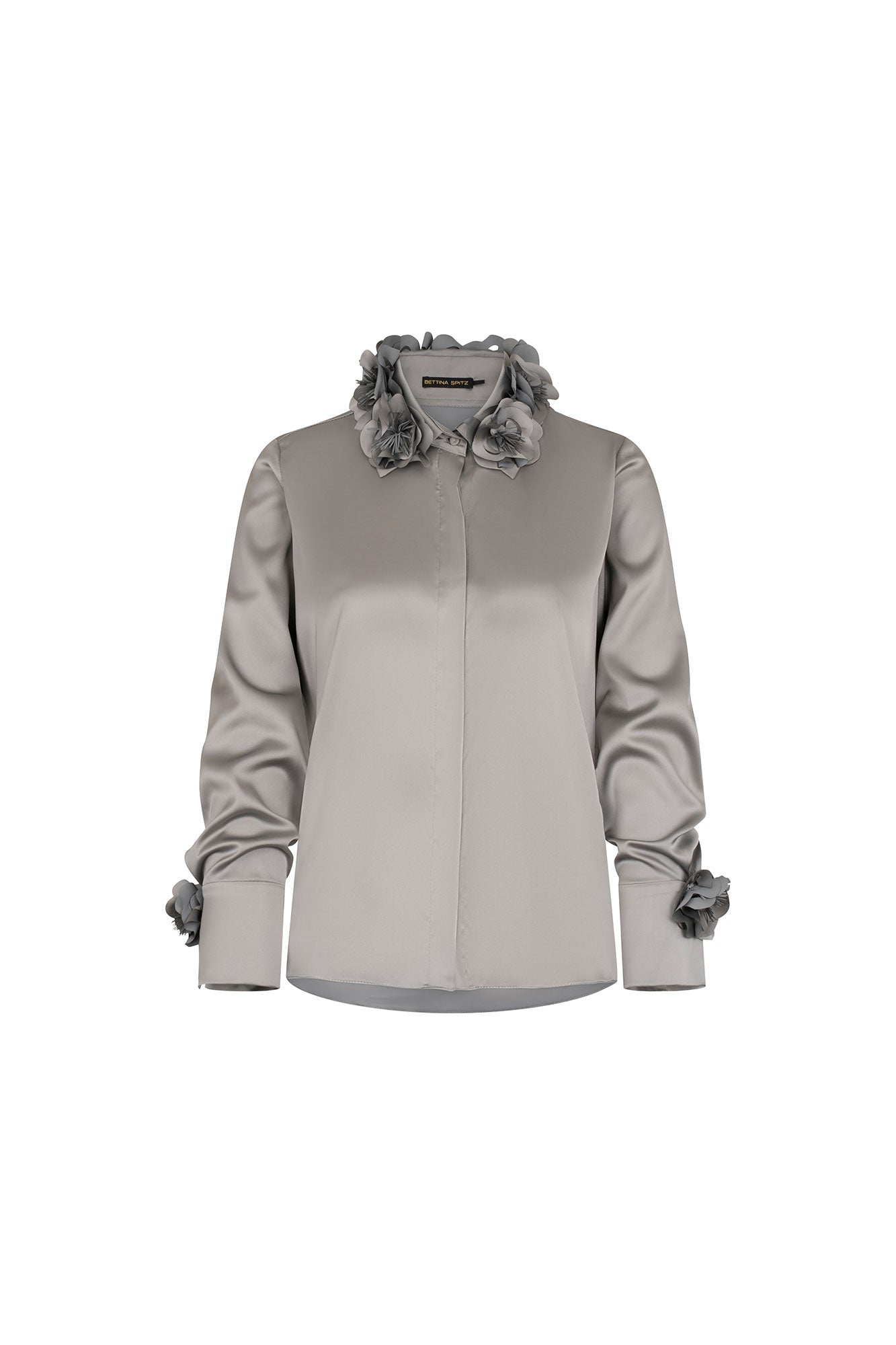 BLUSA VERONICA FLOR CALADA MANC. GRIS