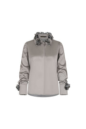 BLUSA VERONICA FLOR CALADA MANC. GRIS