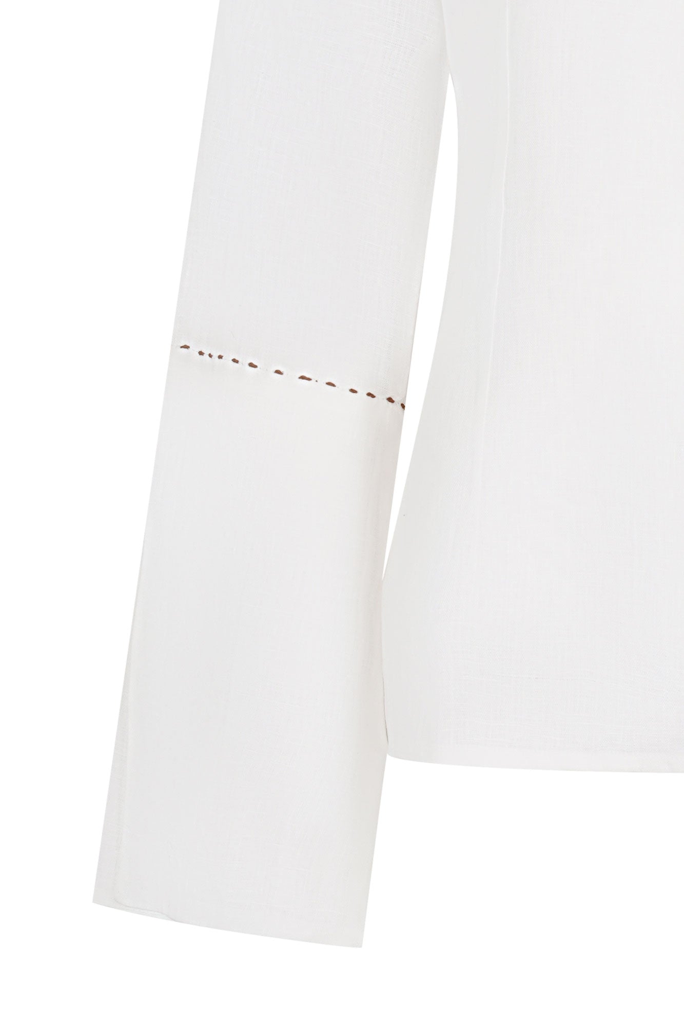 CAMISA CERRADA LINO CINTA PESPUNTE IVORY