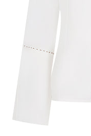 CAMISA CERRADA LINO CINTA PESPUNTE IVORY