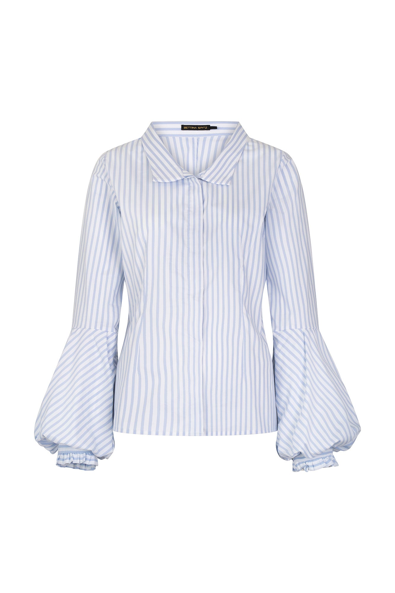 CAMISA CUELLO CRUZADO RAYAS AZUL