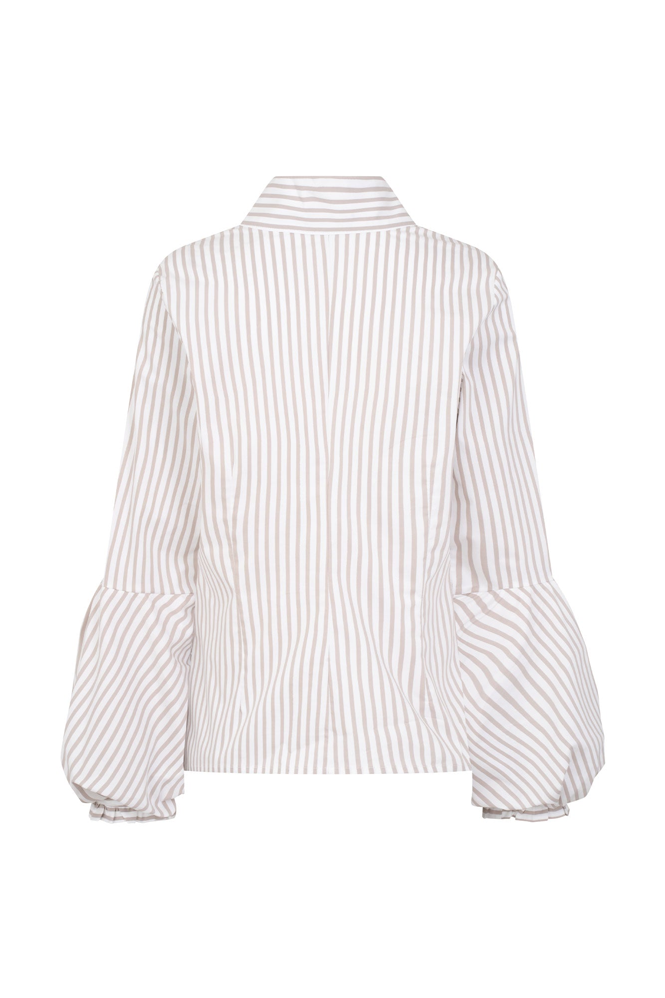 CAMISA CUELLO CRUZADO RAYAS BEIGE