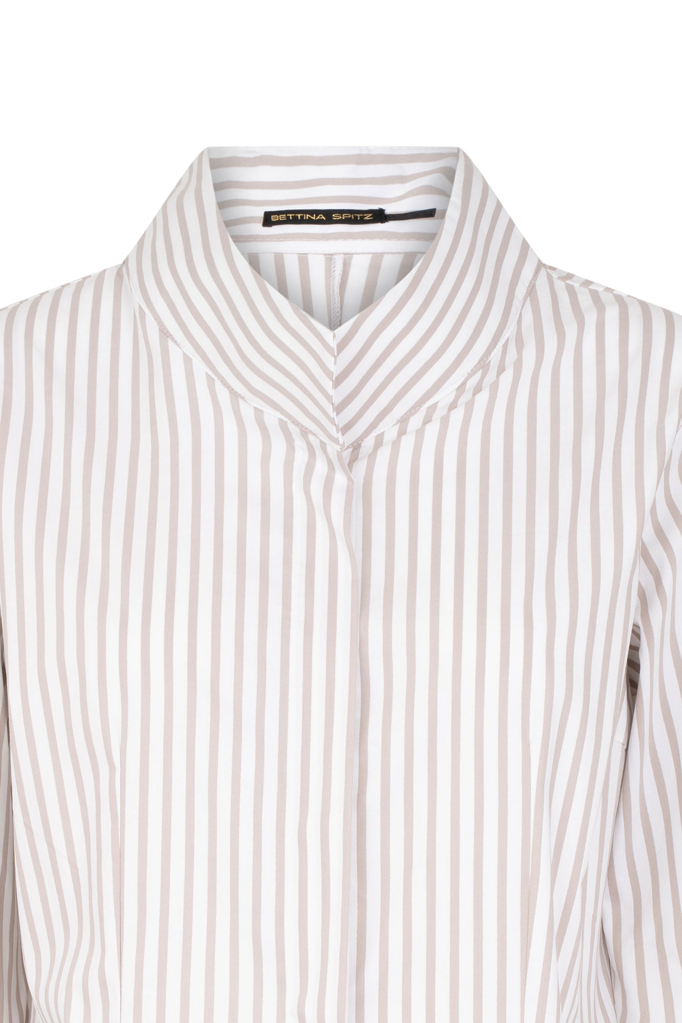 CAMISA CUELLO CRUZADO RAYAS BEIGE