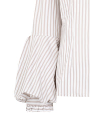 CAMISA CUELLO CRUZADO RAYAS BEIGE
