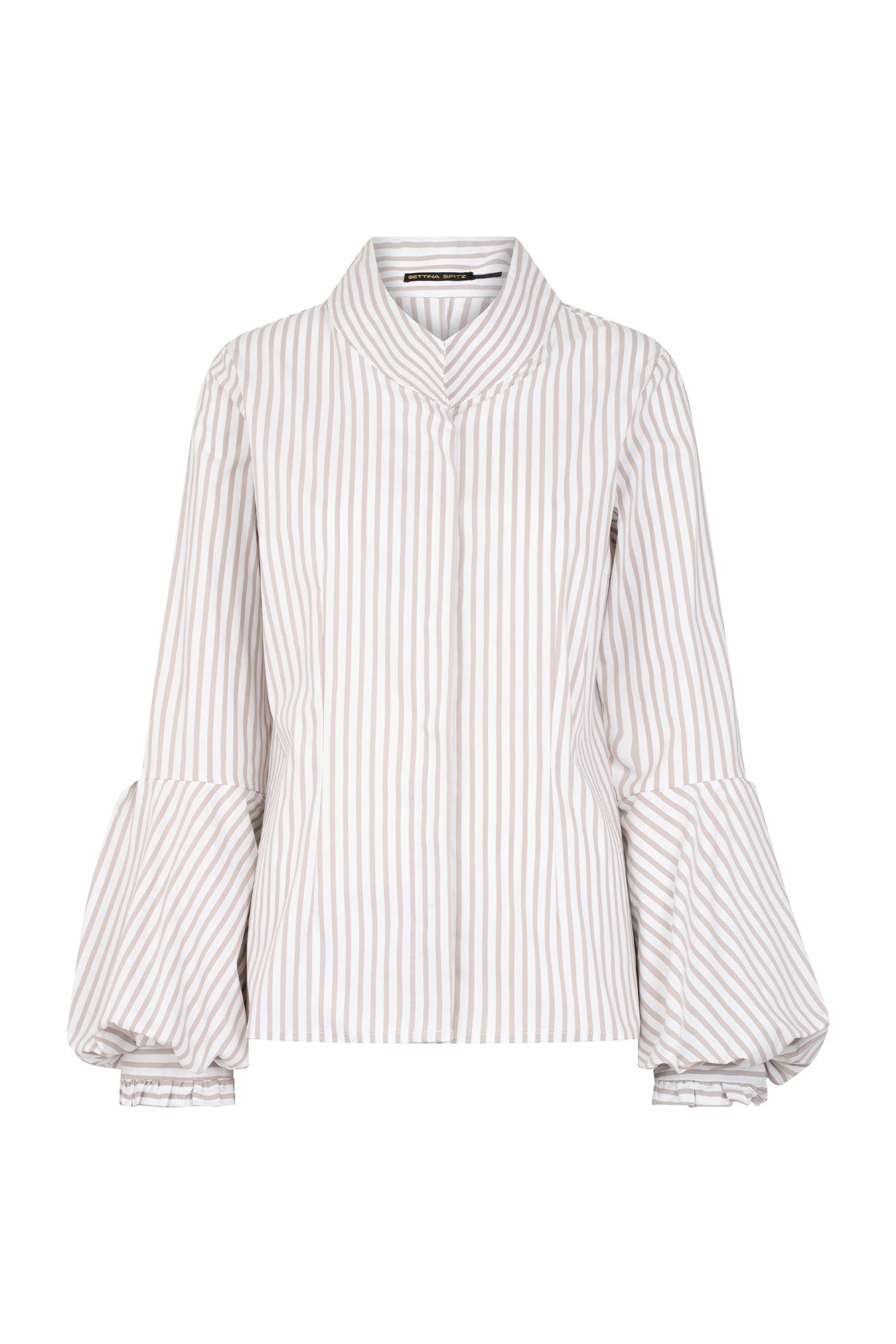 CAMISA CUELLO CRUZADO RAYAS BEIGE