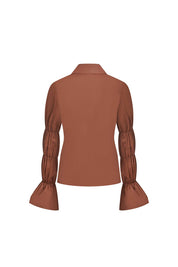 CAMISA MANGA ENCAUCHADA CHOCOLATE