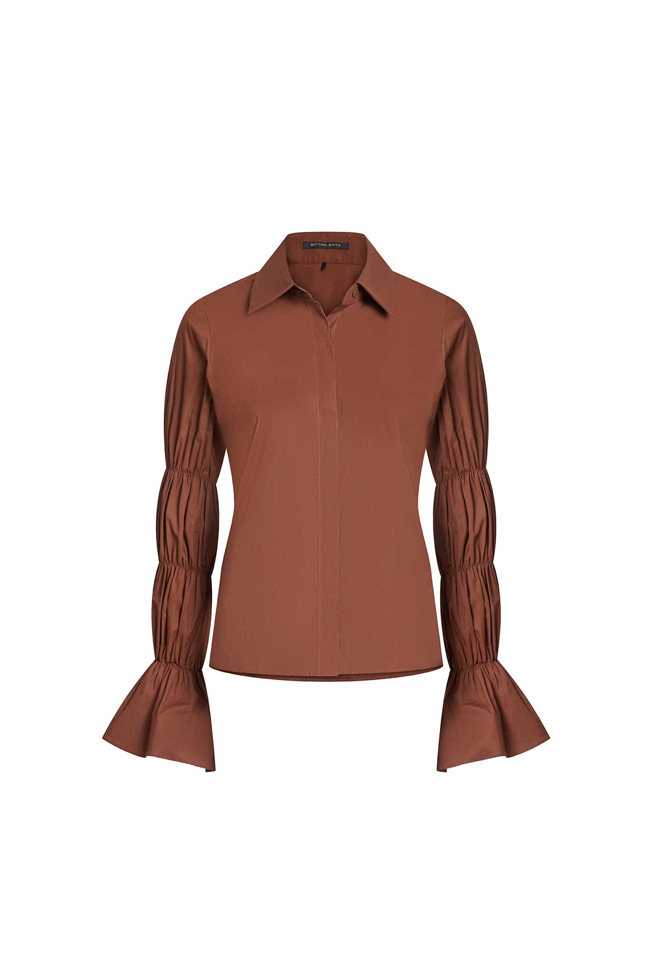 CAMISA MANGA ENCAUCHADA CHOCOLATE