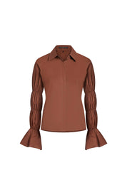 CAMISA MANGA ENCAUCHADA CHOCOLATE