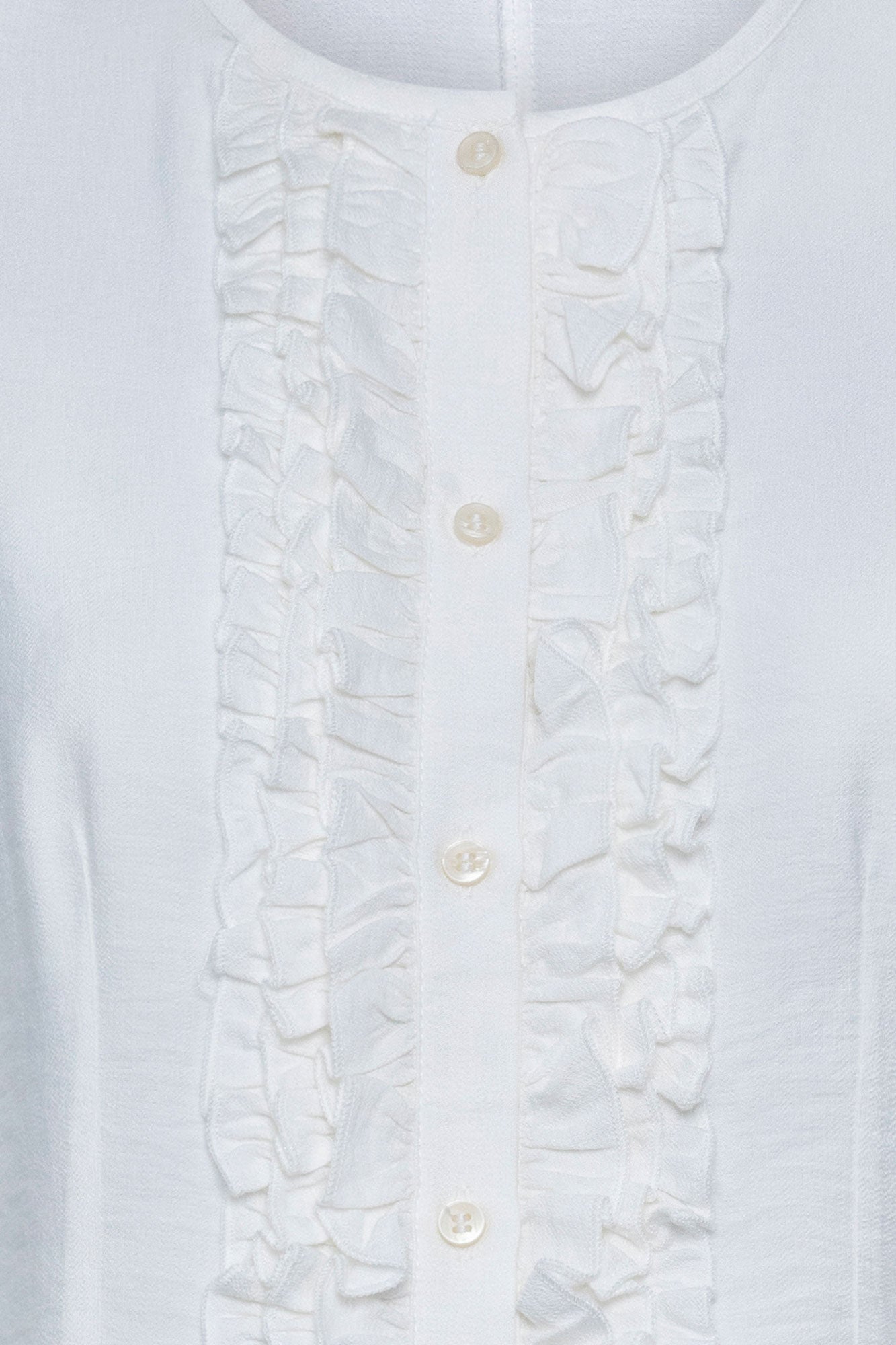 Camisa Ruches Manga Larga Nácar