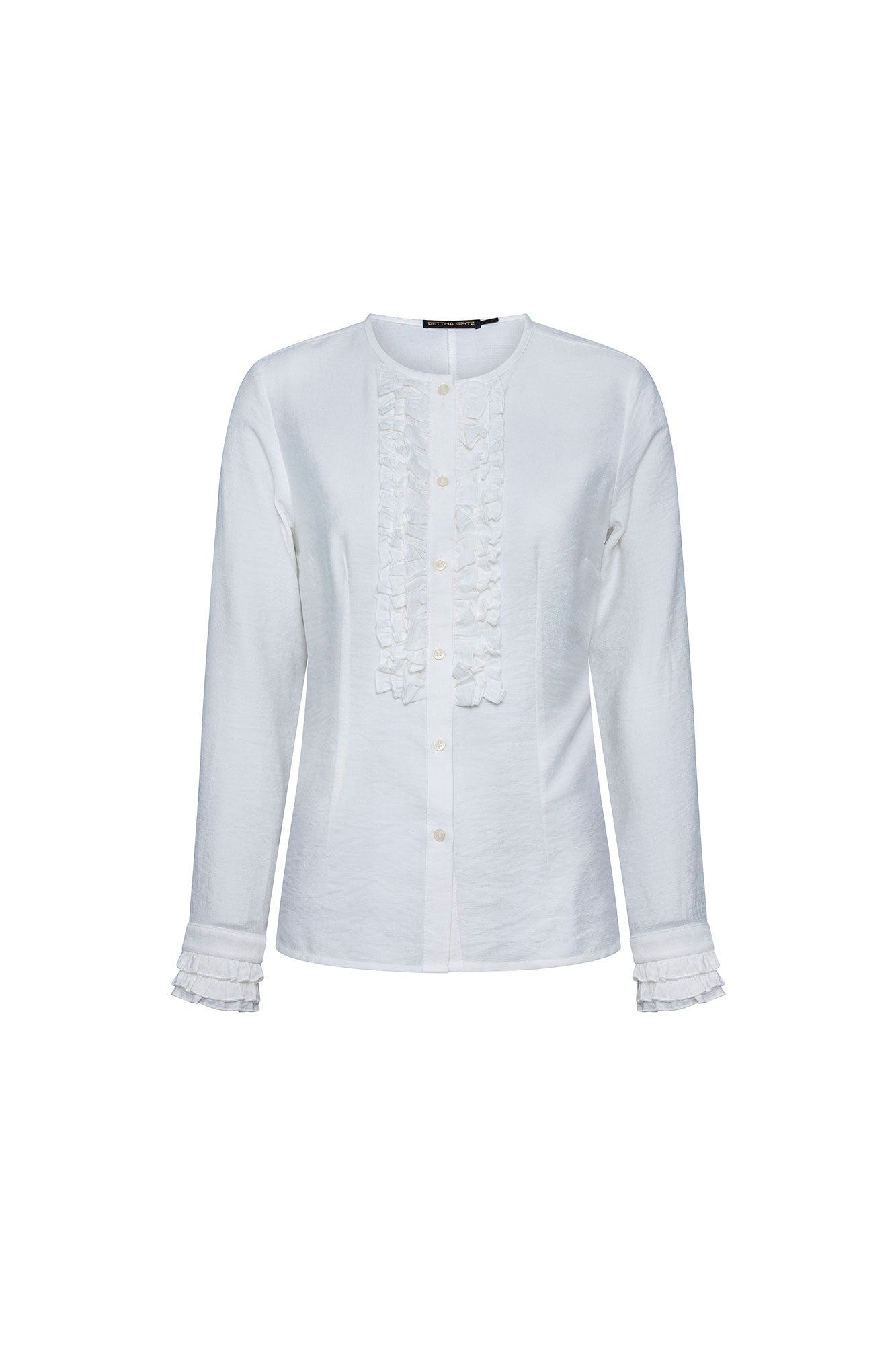 Camisa Ruches Manga Larga Nácar