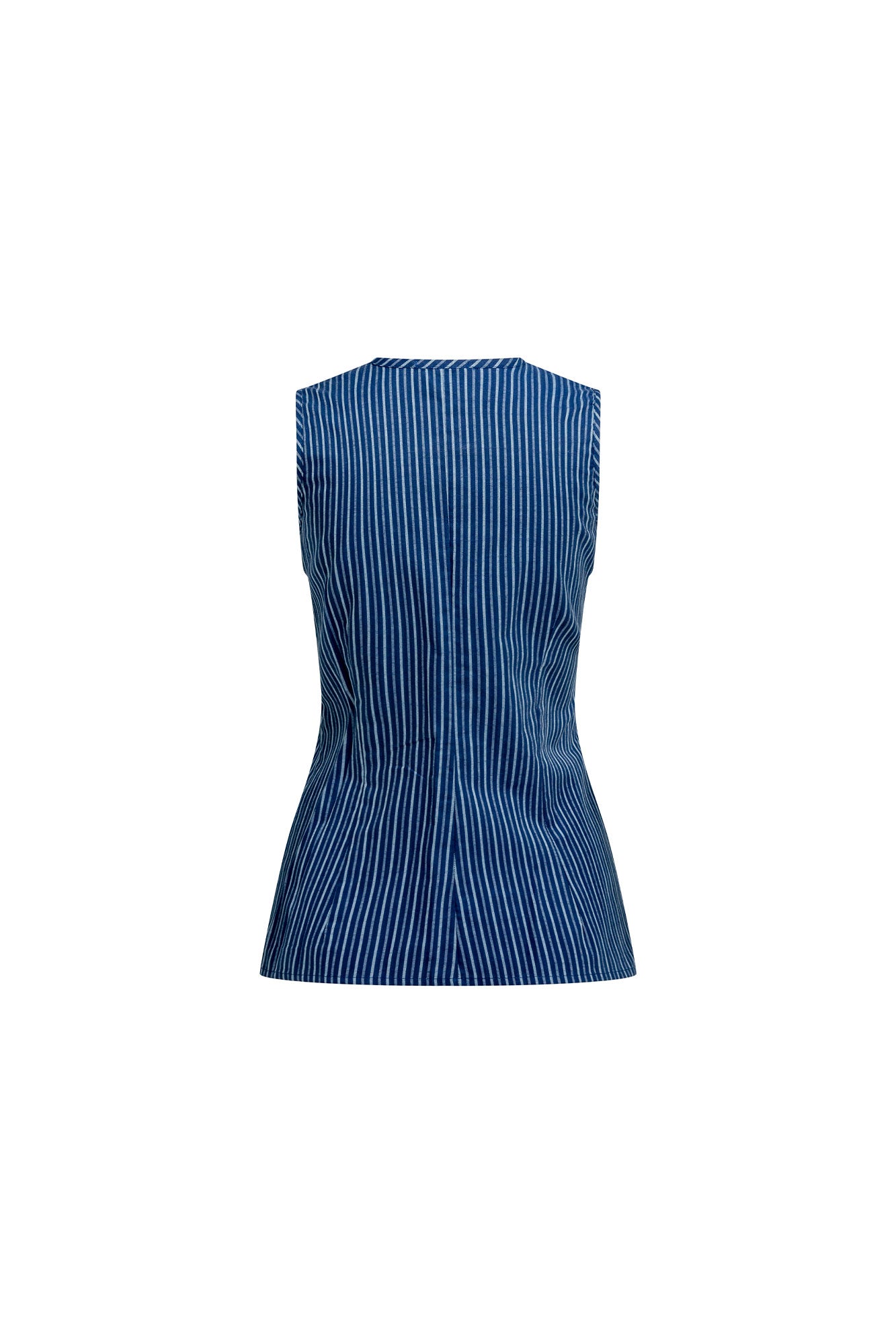 Vista trasera camisa sisa rayas azul ruches - Bettina Spitz
