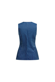 Vista trasera camisa sisa rayas azul ruches - Bettina Spitz
