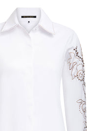 CAMISA SOL MANGA ARABESCO MANCORNA BLANCO