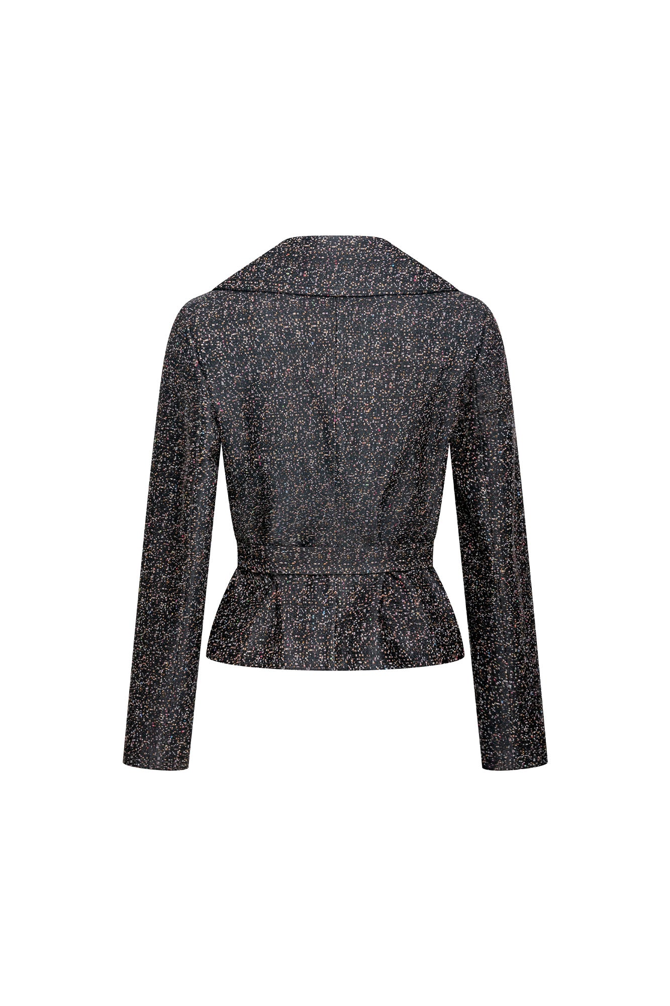 Vista trasera chaqueta café tejido texturizado - Bettina Spitz