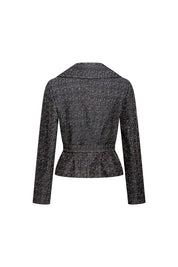 Vista trasera chaqueta café tejido texturizado - Bettina Spitz