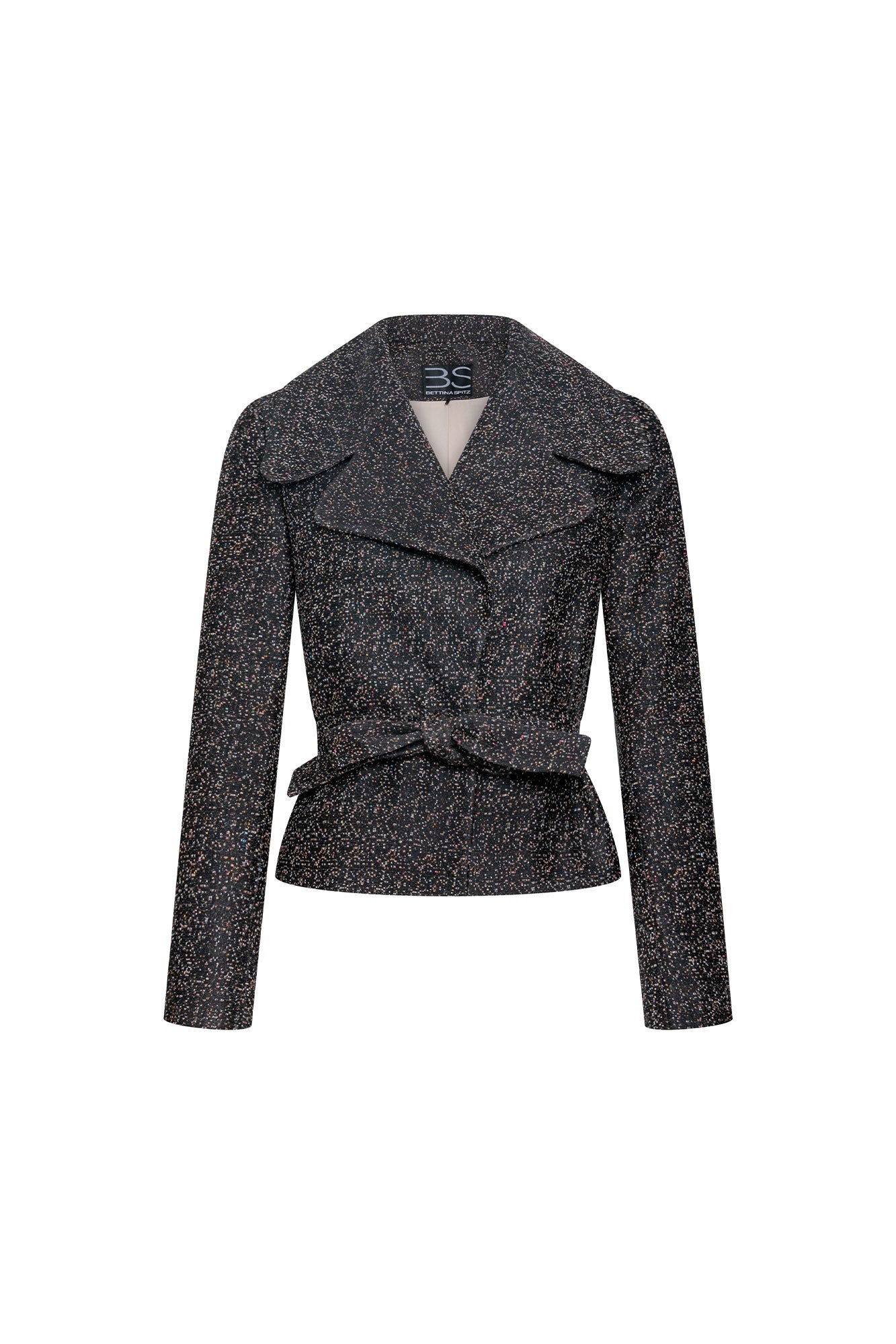 Chaqueta cuello tira café silueta estructurada - Bettina Spitz