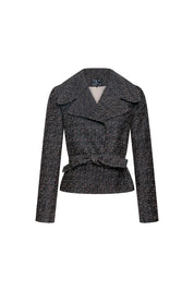 Chaqueta cuello tira café silueta estructurada - Bettina Spitz