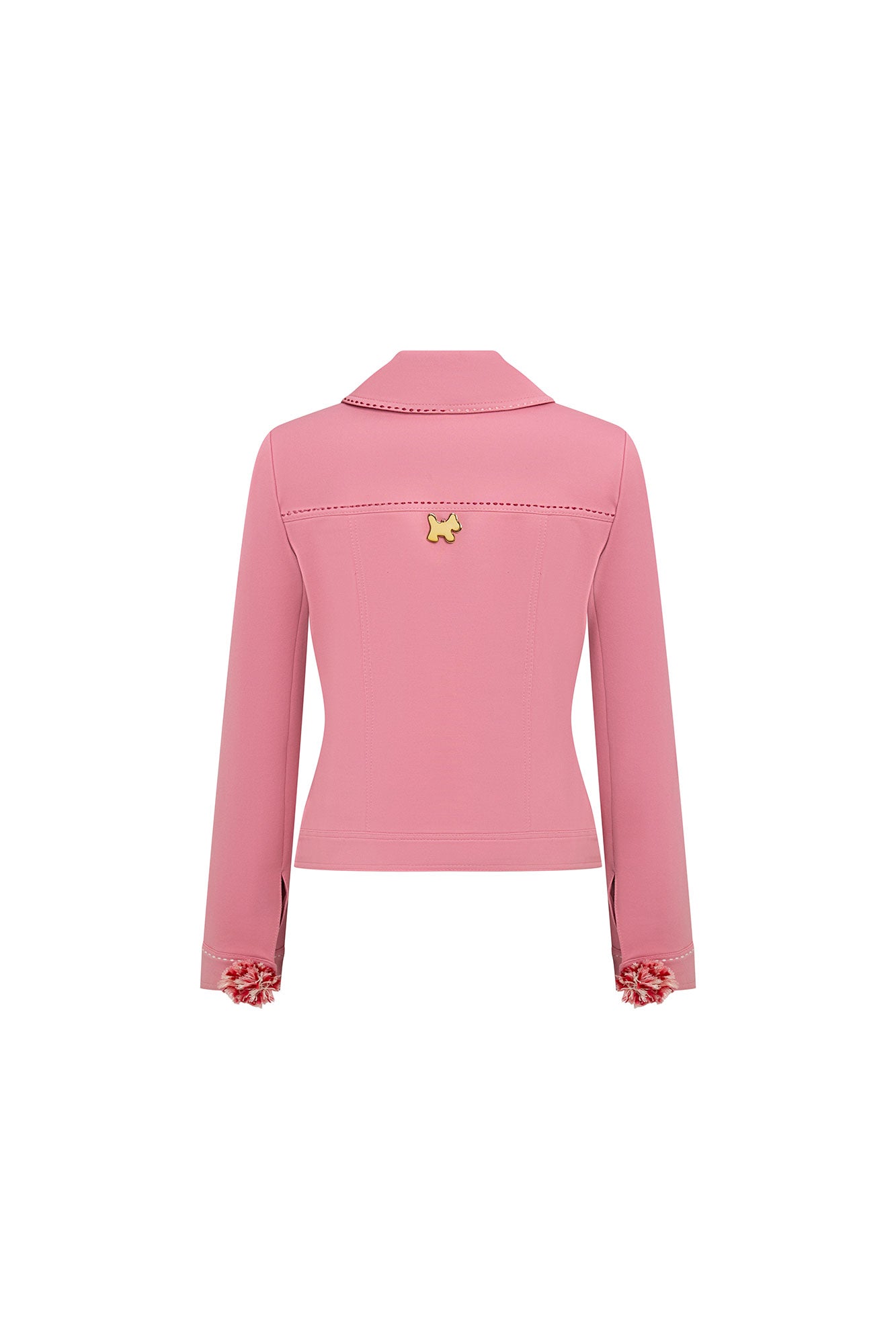 Vista trasera chaqueta jean chicle cinta argolla - Bettina Spitz
