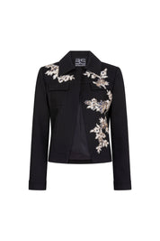 Chaqueta Jean Flor Barroco Negro