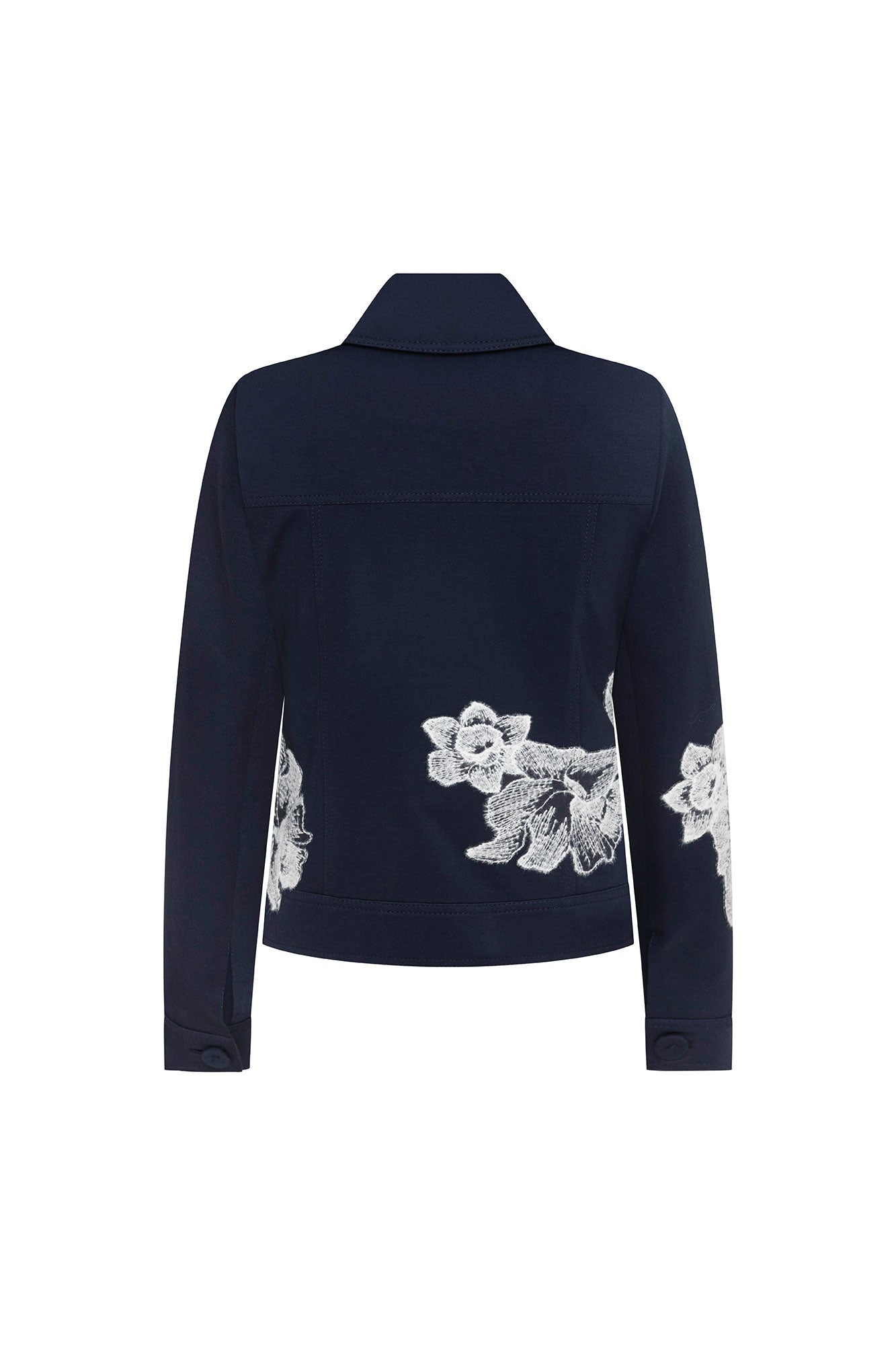 Chaqueta Jean Flor Hilo Navy - vista trasera