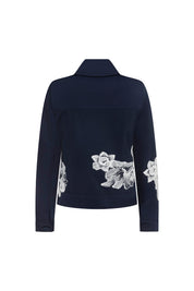 Chaqueta Jean Flor Hilo Navy - vista trasera
