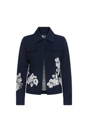 Chaqueta Jean Flor Hilo Navy - vista frontal