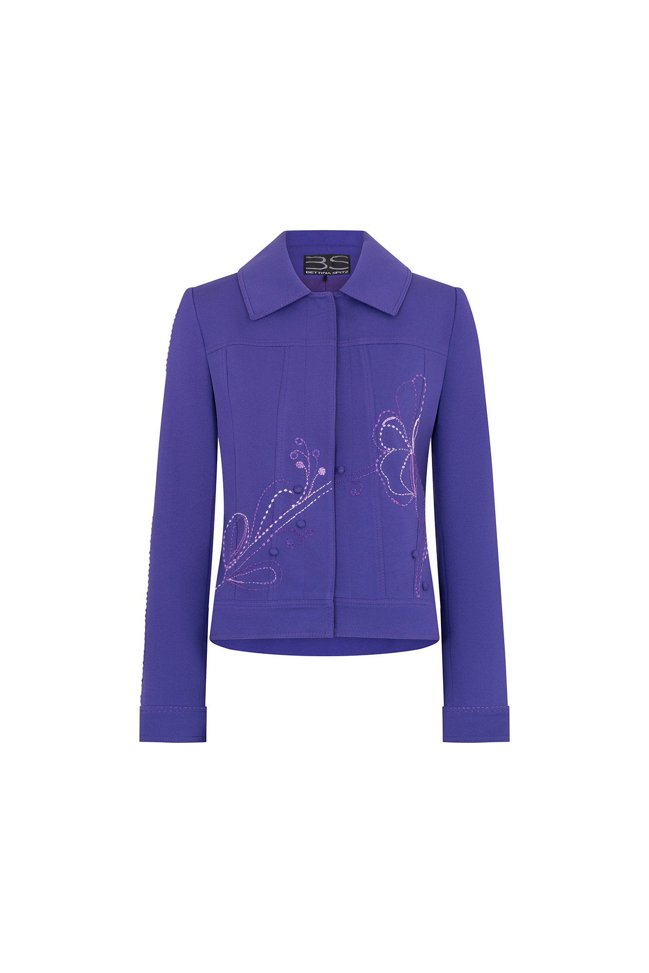 CHAQUETA JEAN FLOR ORQUÍDEA MORADO