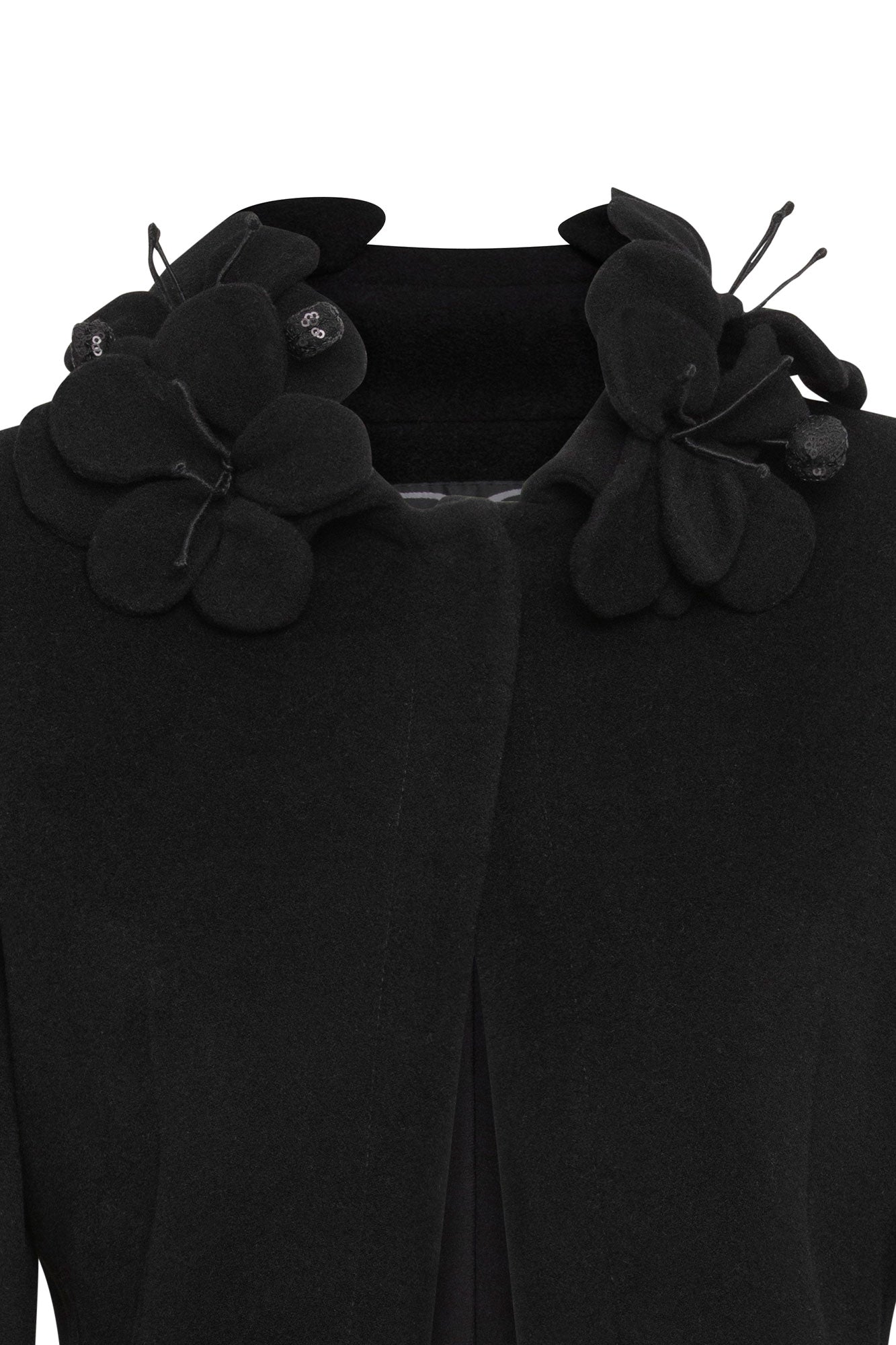 Chaqueta Valentina Cuello Rosas Negro