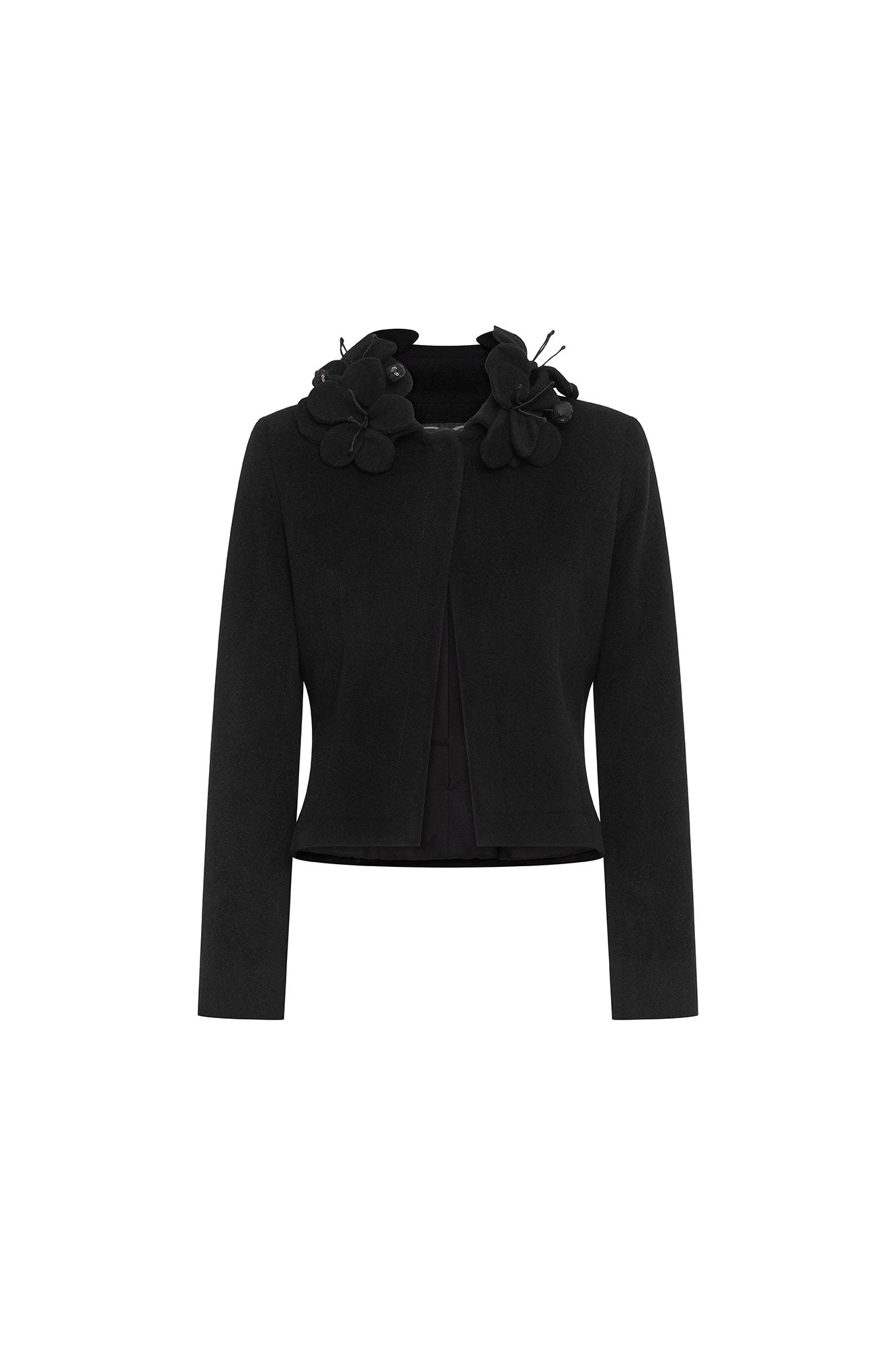 Chaqueta Valentina Cuello Rosas Negro