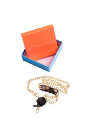 CINTURÓN BOTÓN ROSA CAFÉ