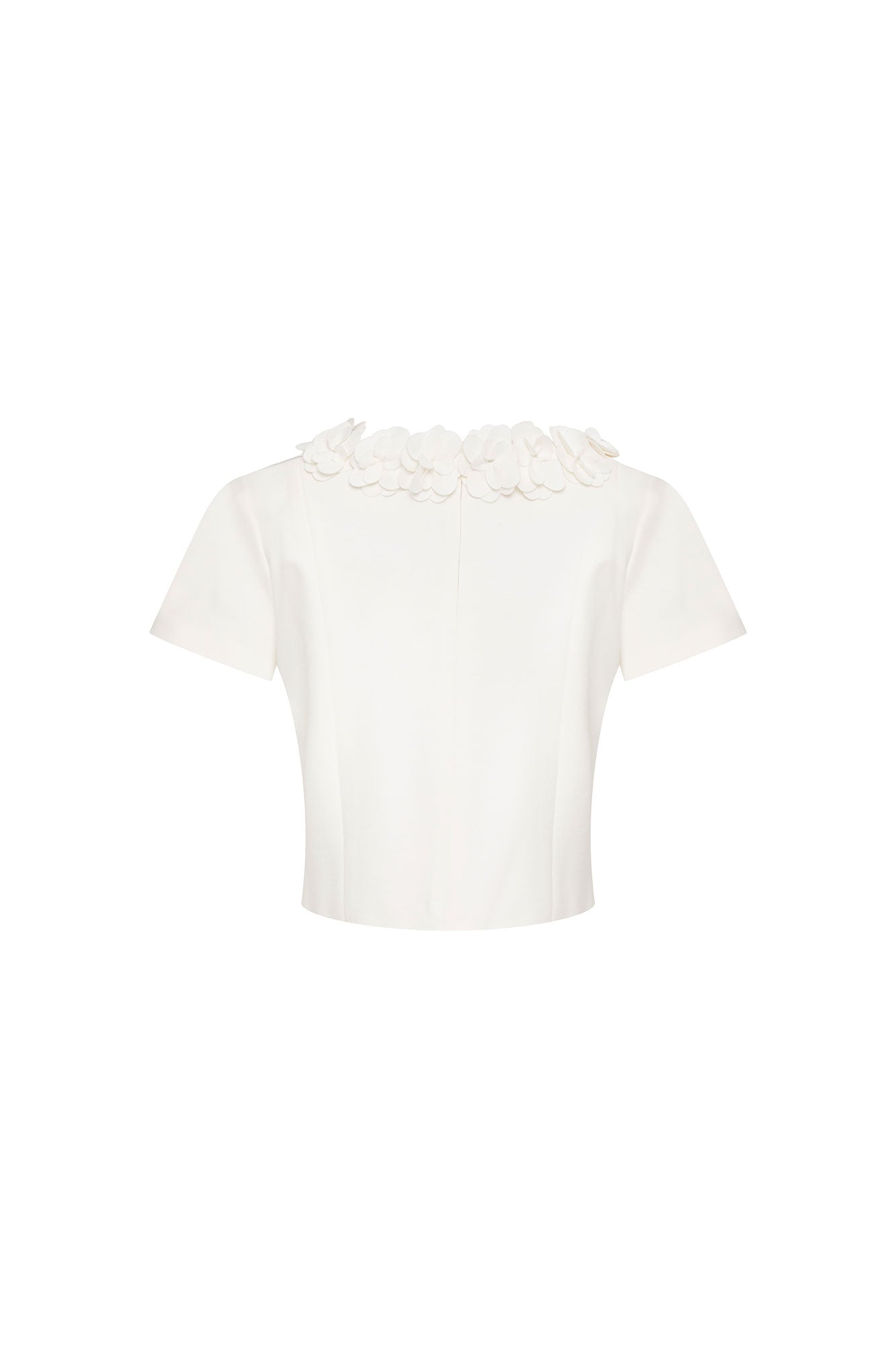 Crop Manguita Cuello Flor Ivory - vista trasera
