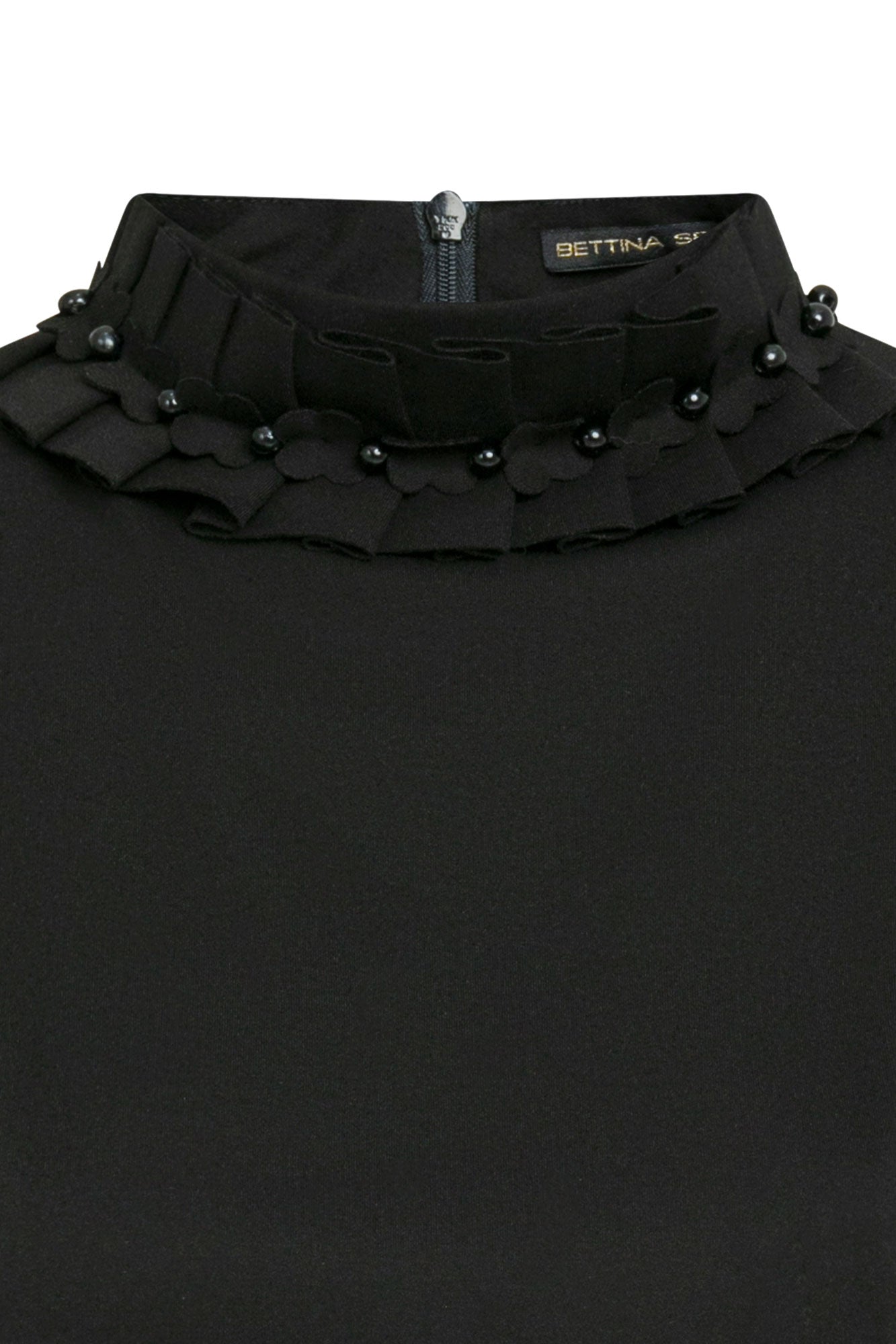 Crop Manguita Cuello Flor Negro
