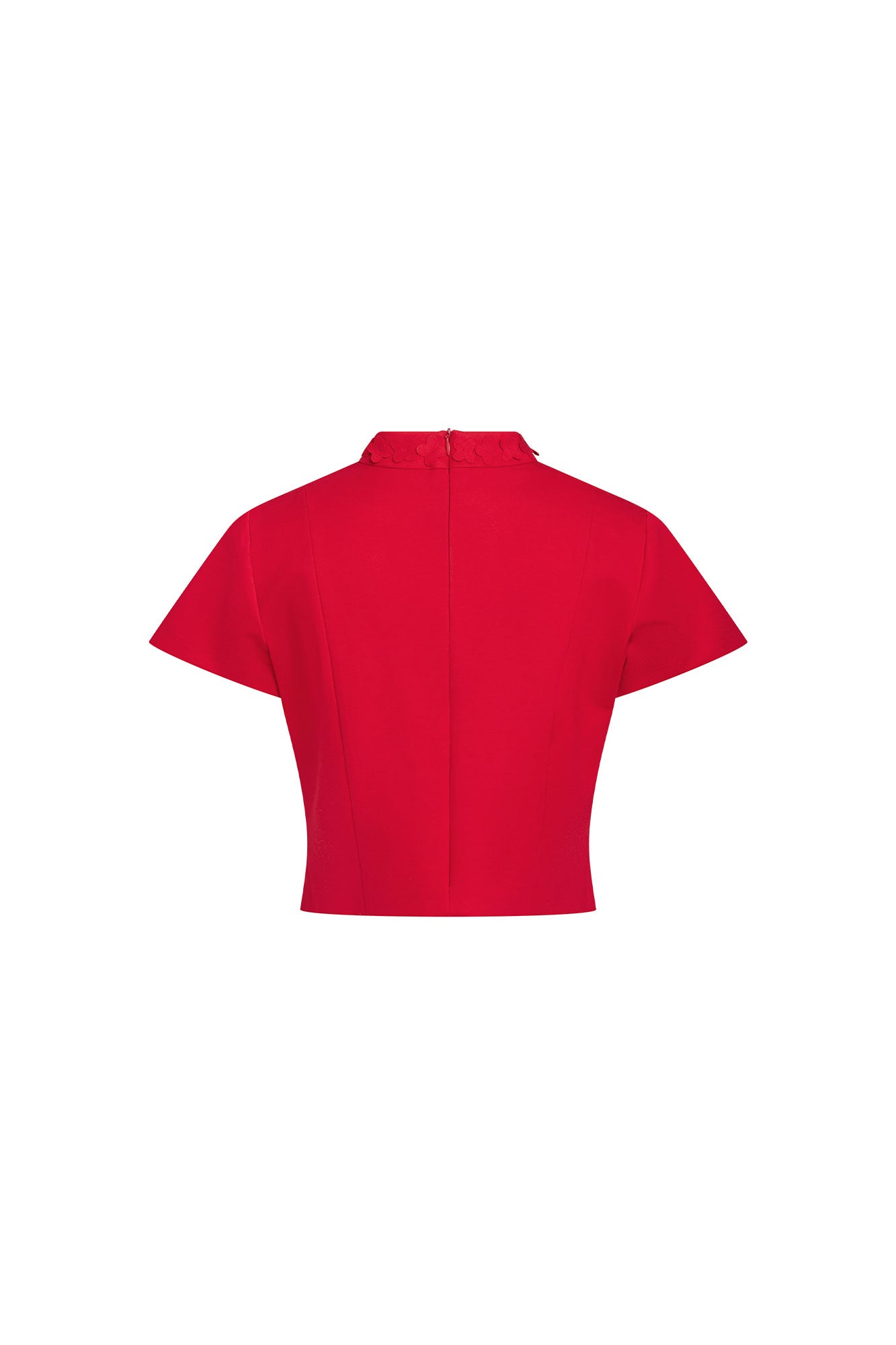 Crop Manguita Cuello Trébol Rojo