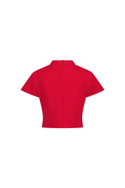 Crop Manguita Cuello Trébol Rojo