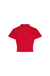 Crop Manguita Cuello Trébol Rojo