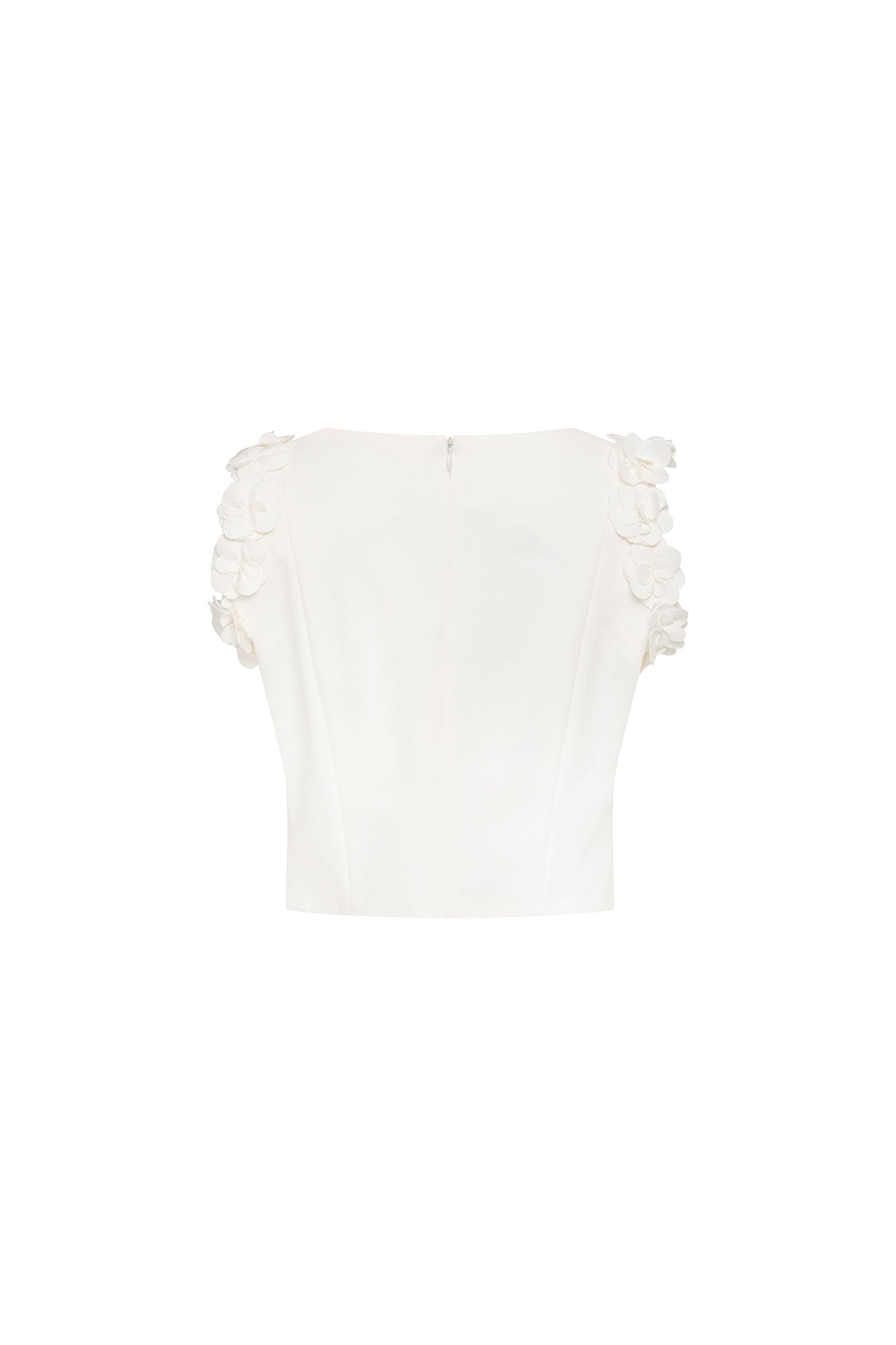 Crop Sisa Flores Ivory - vista trasera cierre oculto
