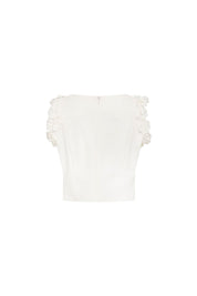 Crop Sisa Flores Ivory - vista trasera cierre oculto