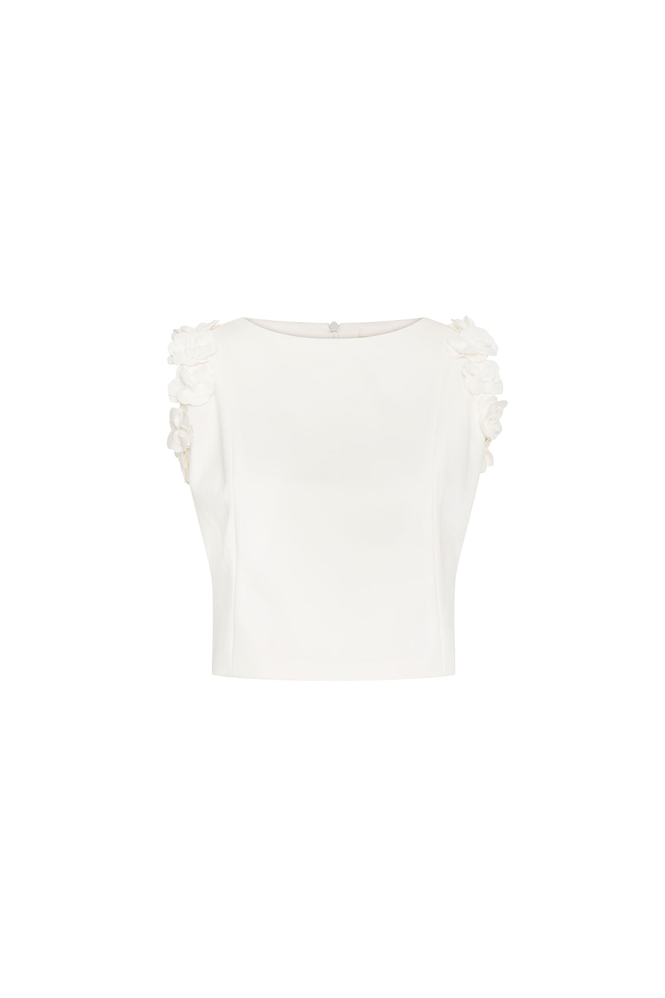 Crop Sisa Flores Ivory - vista frontal flores tridimensionales en sisa