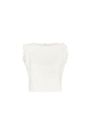 Crop Sisa Flores Ivory - vista frontal flores tridimensionales en sisa