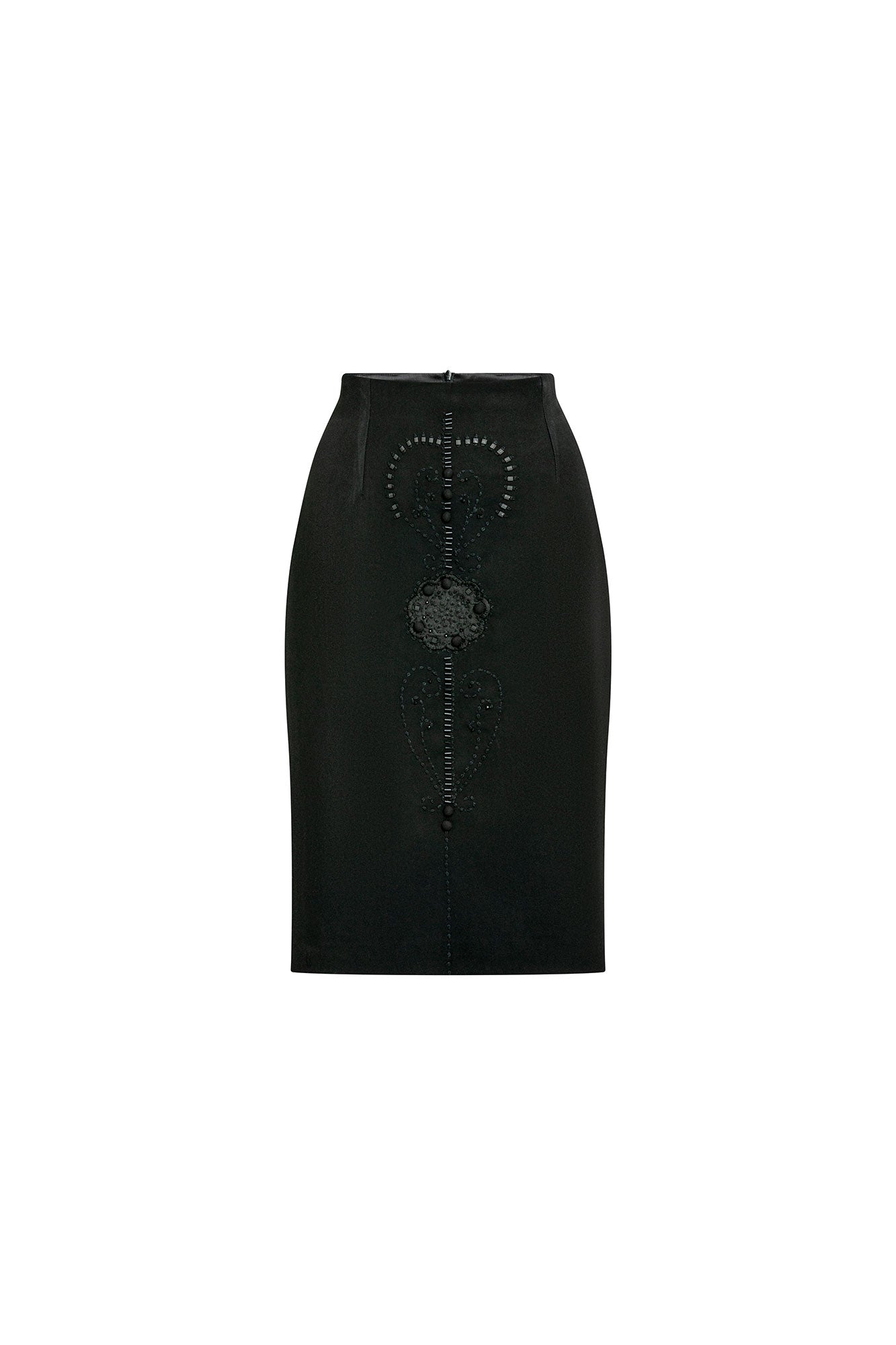 Falda Alta Flor Guipiure Negro