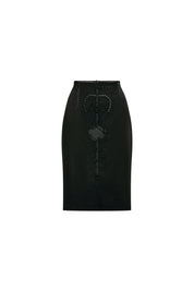 Falda Alta Flor Guipiure Negro