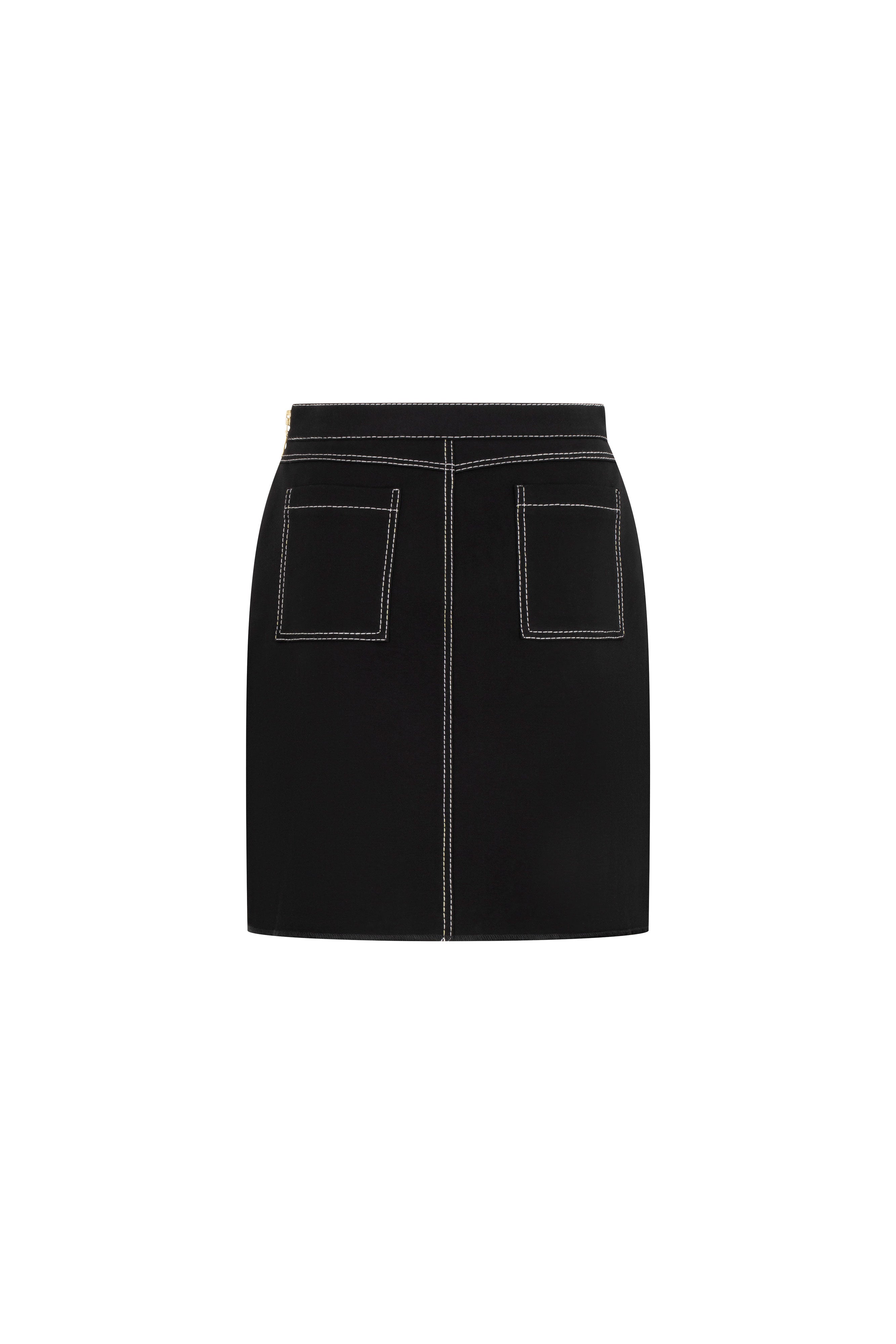 FALDA CORTA DOBLE PESPUNTE NEGRO